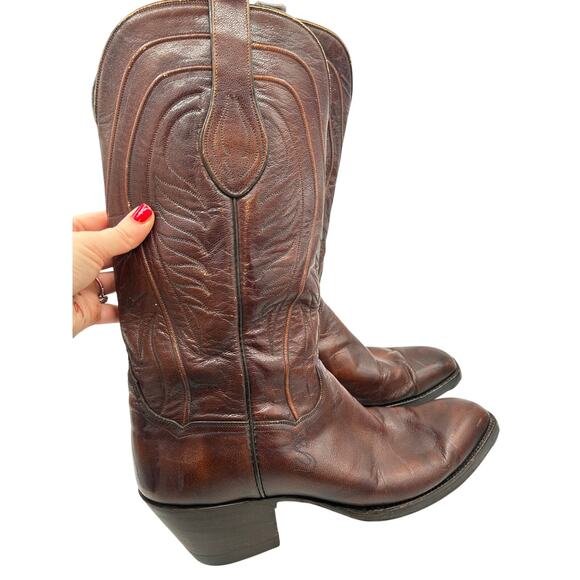American Vintage Men’s Size 9 Brown Leather Western Cowboy Boots Hand Crafted main image 4